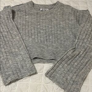 Grey Bandit Gray Ribbed Crop Sweater